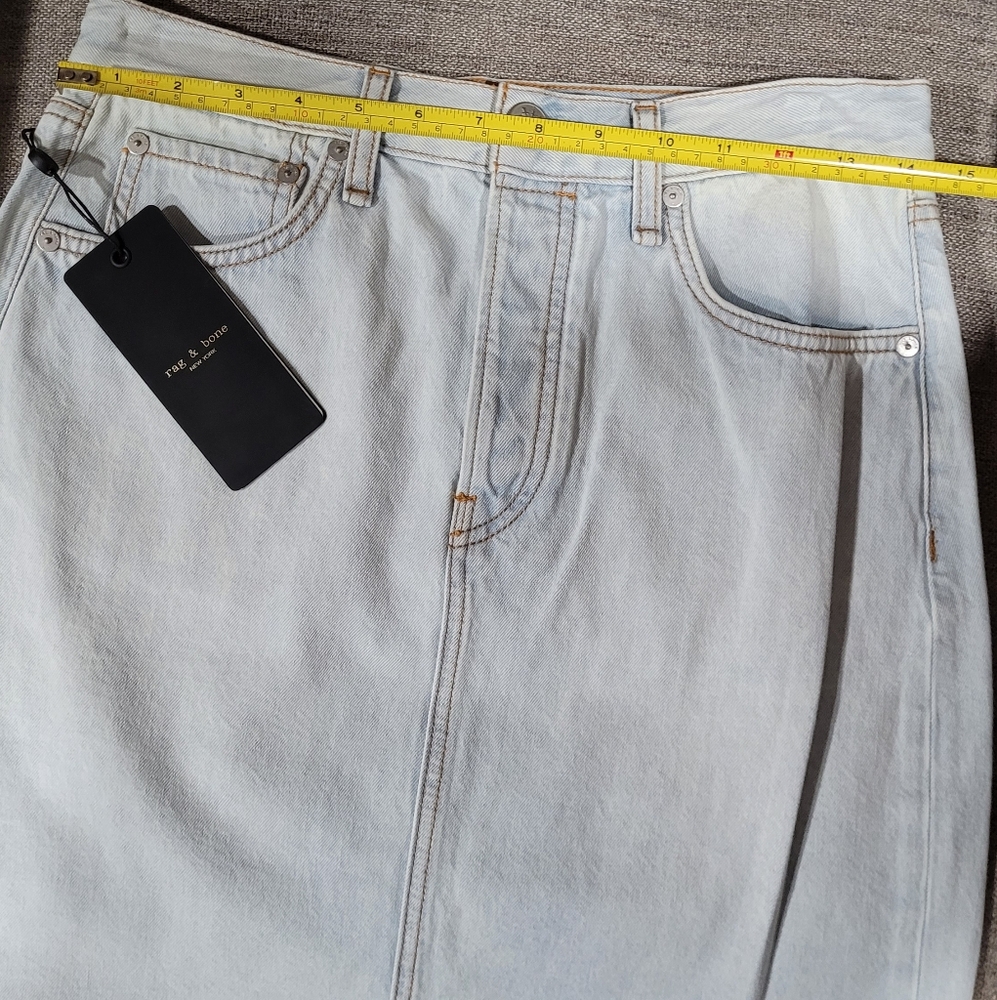 Rag & Bone Light Wash Denim Skirt - Picture 3 of 8